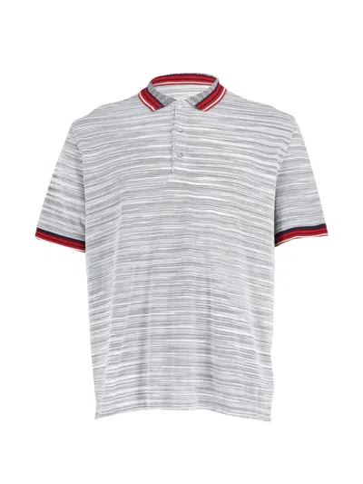 Pre-owned Missoni Striped-pattern Polo Shirt In Gray