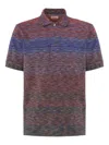 Missoni Short Sleeve Polo With Flame Knit In Red