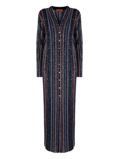 Missoni Striped-pattern Sequin-embellishment Cardigan In Blue