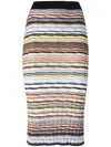 Missoni Rib-knit Striped Midi Skirt In Blue