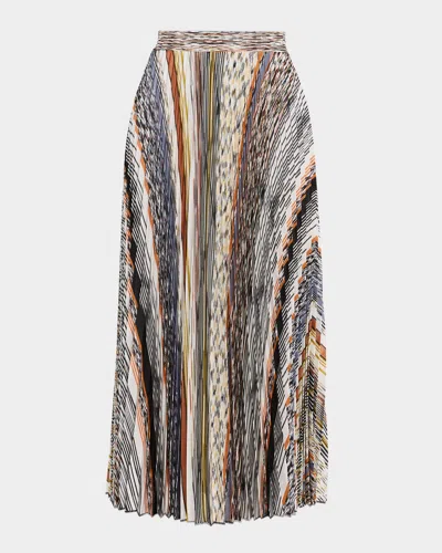 Missoni Striped Pleated Knit Midi Skirt In Neutral