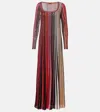 Missoni Striped Plissé Lamé Maxi Dress In Multicoloured