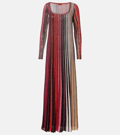 Missoni Striped Plissé Lamé Maxi Dress In Multicoloured