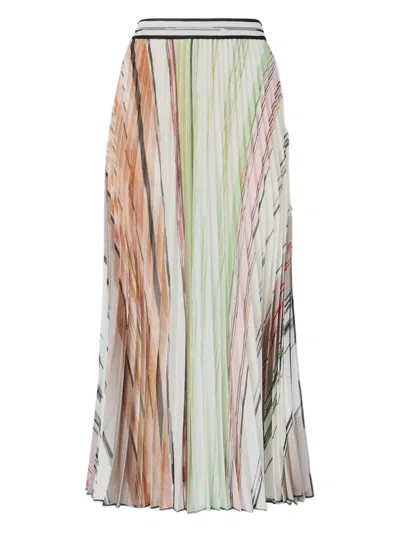 Missoni Striped Plissé Viscose Midi Skirt In Multi