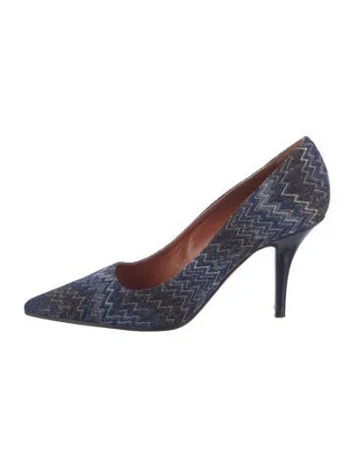 Pre-owned Missoni Striped Pumps In Blue