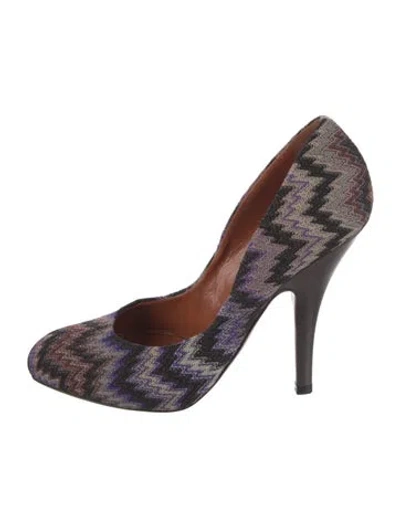 Pre-owned Missoni Striped Pumps In Purple