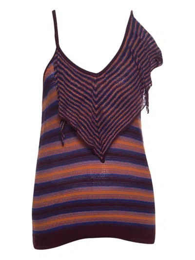 Pre-owned Missoni Striped Racerback Top In Brown