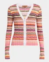 Missoni Striped Rib V-neck Fitted Cardigan In Multicolor Pin