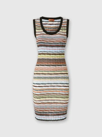Missoni Rib-knit Striped Mini Dress In Blue
