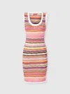 Missoni Striped Ribbed Cotton And Viscose Mini-dress With Contrasting Piping In Pink