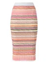 Missoni Striped Cotton And Viscose Ribbed Midi Skirt In 粉色