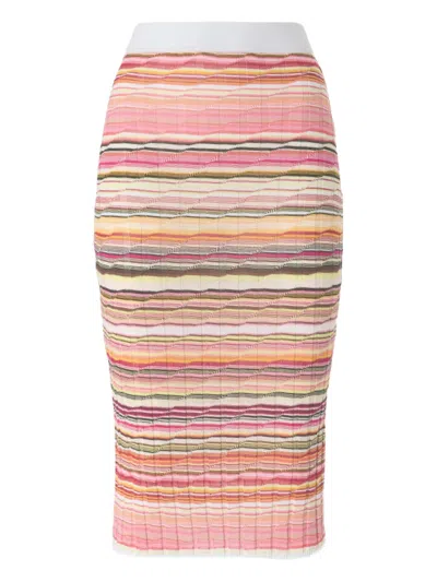 MISSONI STRIPED RIBBED MIDI SKIRT