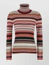 Missoni Striped Turtleneck Sweater Sweaters And Cardigans Pink In Multi
