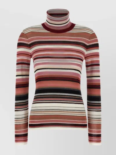 MISSONI STRIPED RIBBED TURTLENECK SWEATER