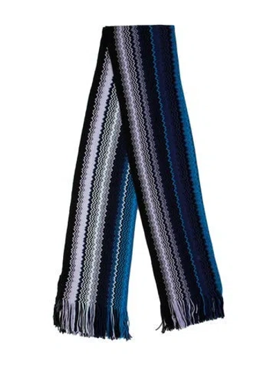Pre-owned Missoni Striped Scarf In Blue
