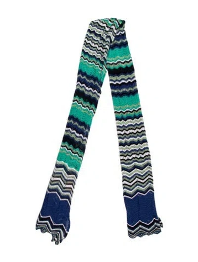 Pre-owned Missoni Striped Scarf In Blue