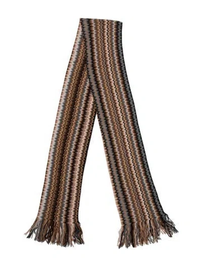 Pre-owned Missoni Striped Scarf In Brown