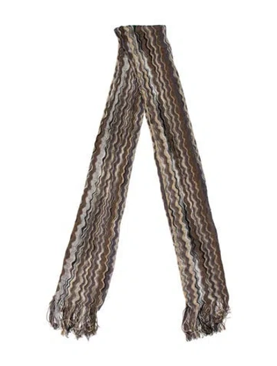 Pre-owned Missoni Striped Scarf In Gray