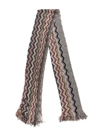 Pre-owned Missoni Striped Scarf In Metallic/silver