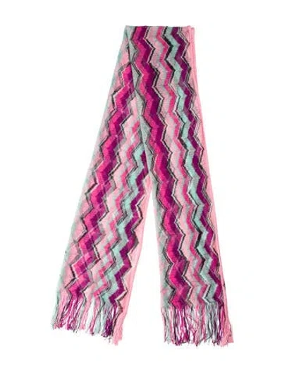 Pre-owned Missoni Striped Scarf In Pink