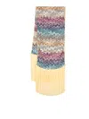 Missoni Striped Scarf Fringed Edge In Red