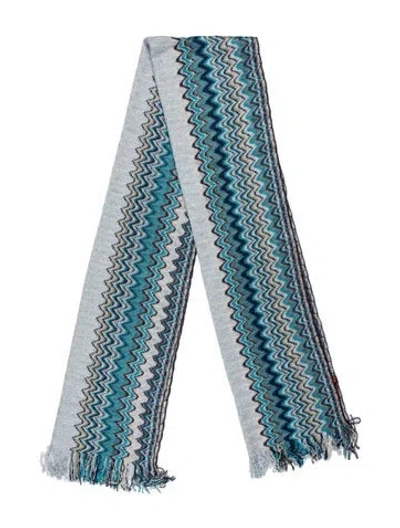 Pre-owned Missoni Striped Scarf W/ Tags In Blue/metallic