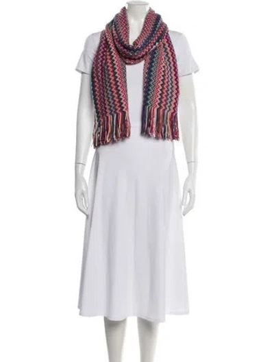 Pre-owned Missoni Striped Scarf W/ Tags In Pink