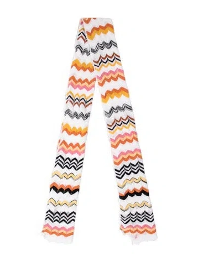 Pre-owned Missoni Striped Scarf In White