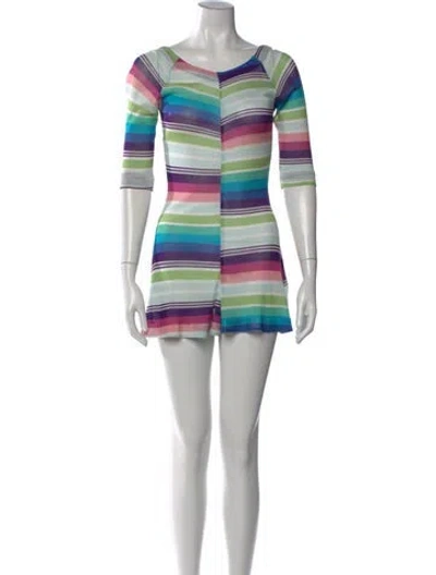 Pre-owned Missoni Striped Scoop Neck Jumpsuit In Blue