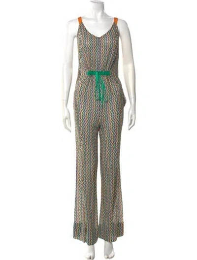Pre-owned Missoni Striped Scoop Neck Jumpsuit In Green