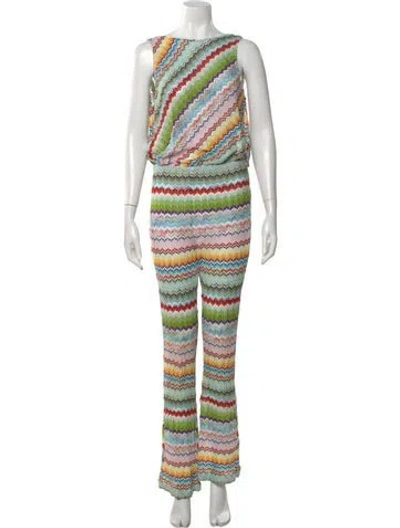 Pre-owned Missoni Striped Scoop Neck Jumpsuit In Multi