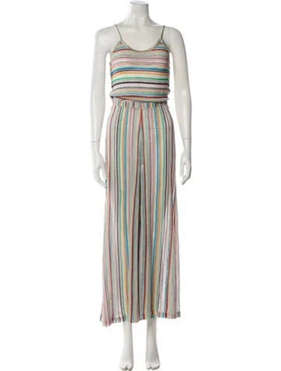 Pre-owned Missoni Striped Scoop Neck Jumpsuit In Pink