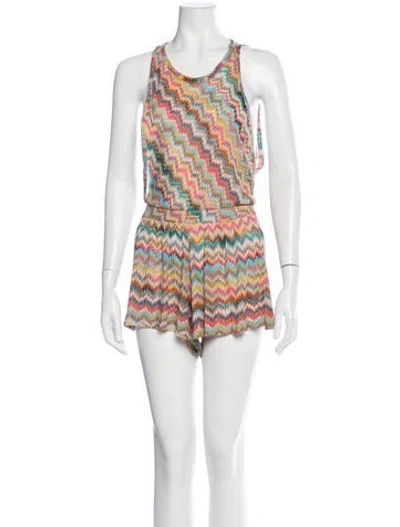 Pre-owned Missoni Striped Scoop Neck Romper In Multi