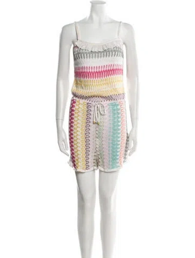 Pre-owned Missoni Striped Scoop Neck Romper In White