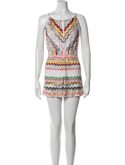 Pre-owned Missoni Striped Scoop Neck Romper In White