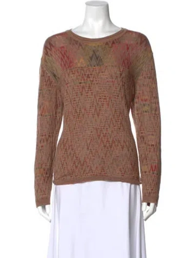 Pre-owned Missoni Striped Scoop Neck Sweater In Brown