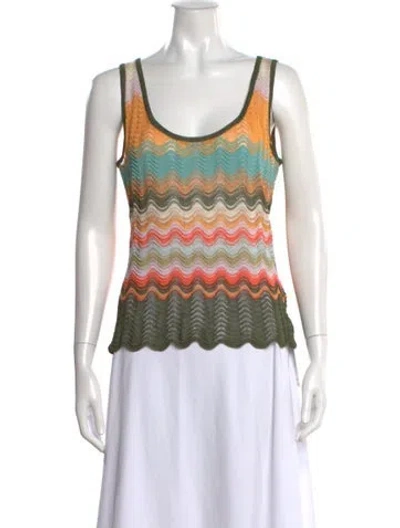 Pre-owned Missoni Striped Scoop Neck Sweater In Green