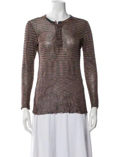 Pre-owned Missoni Striped Scoop Neck Sweater In Purple