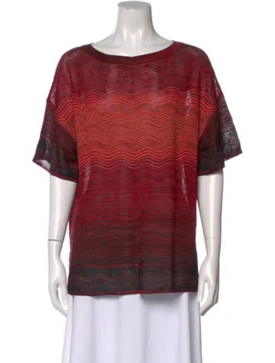 Pre-owned Missoni Striped Scoop Neck Sweater In Red
