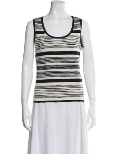 Pre-owned Missoni Striped Scoop Neck Sweater In White
