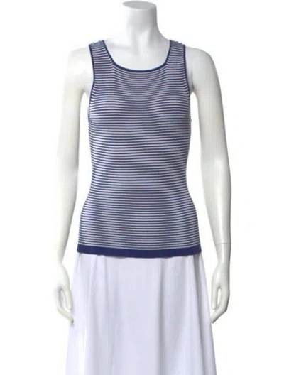 Pre-owned Missoni Striped Scoop Neck Top In Blue/white