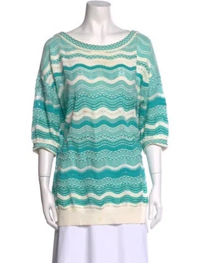 Pre-owned Missoni Striped Scoop Neck Tunic In Green