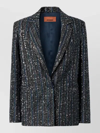 Missoni Sequin-embellished Striped Jacket In Blue