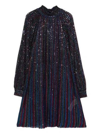 Missoni Sequin Stripe Long Sleeve Minidress In Black