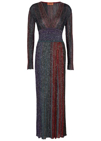 Missoni Striped Sequin-embellished Knitted Dress In Multicoloured