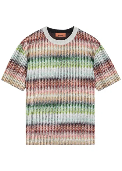MISSONI MISSONI STRIPED SEQUIN-EMBELLISHED T-SHIRT