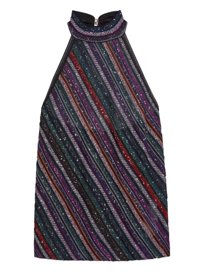 Missoni Striped Sequin Halter Top In Multi