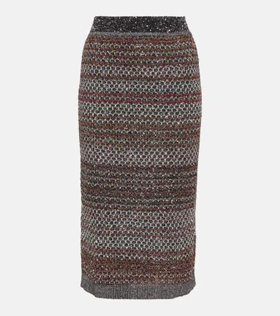 Missoni Striped Sequined Knitted Pencil Skirt In Multicoloured