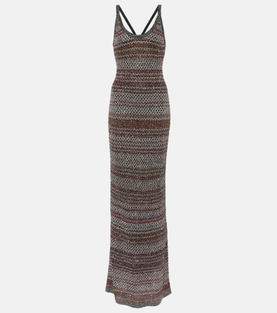 Missoni Striped Sequined Maxi Dress In Black Multi