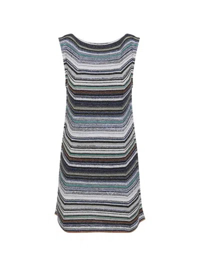 Missoni Knit Mini Dress Multicolor Stripes Sleeveless
